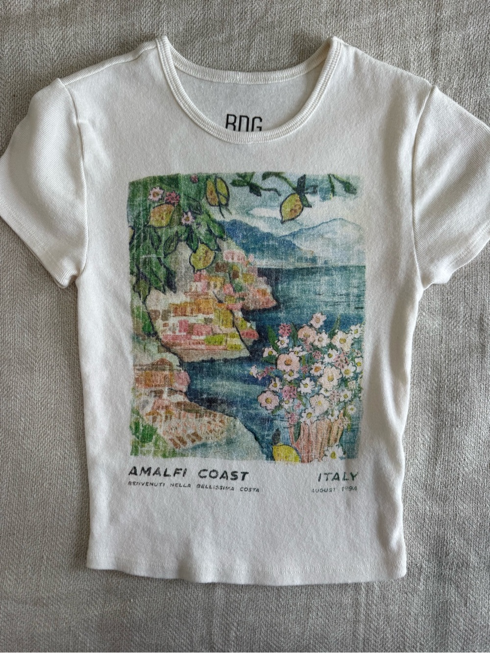 BDG  'Amalfi Coast' White Graphic Tee
